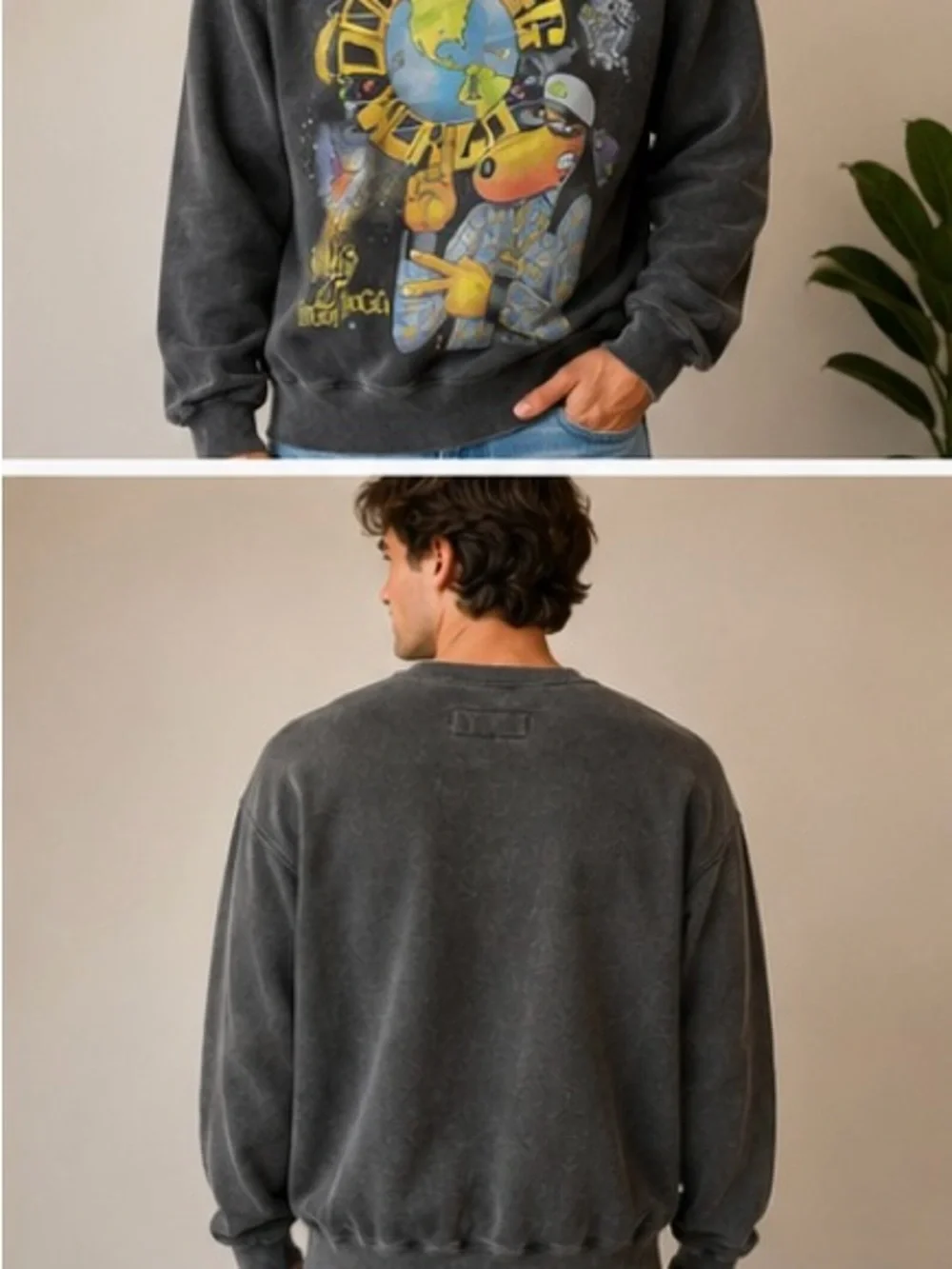 Abercrombie & Fitch Snoop Dogg Dizzydiploc World Oversized Crewneck Men’ Medium - Picture 2 of 6